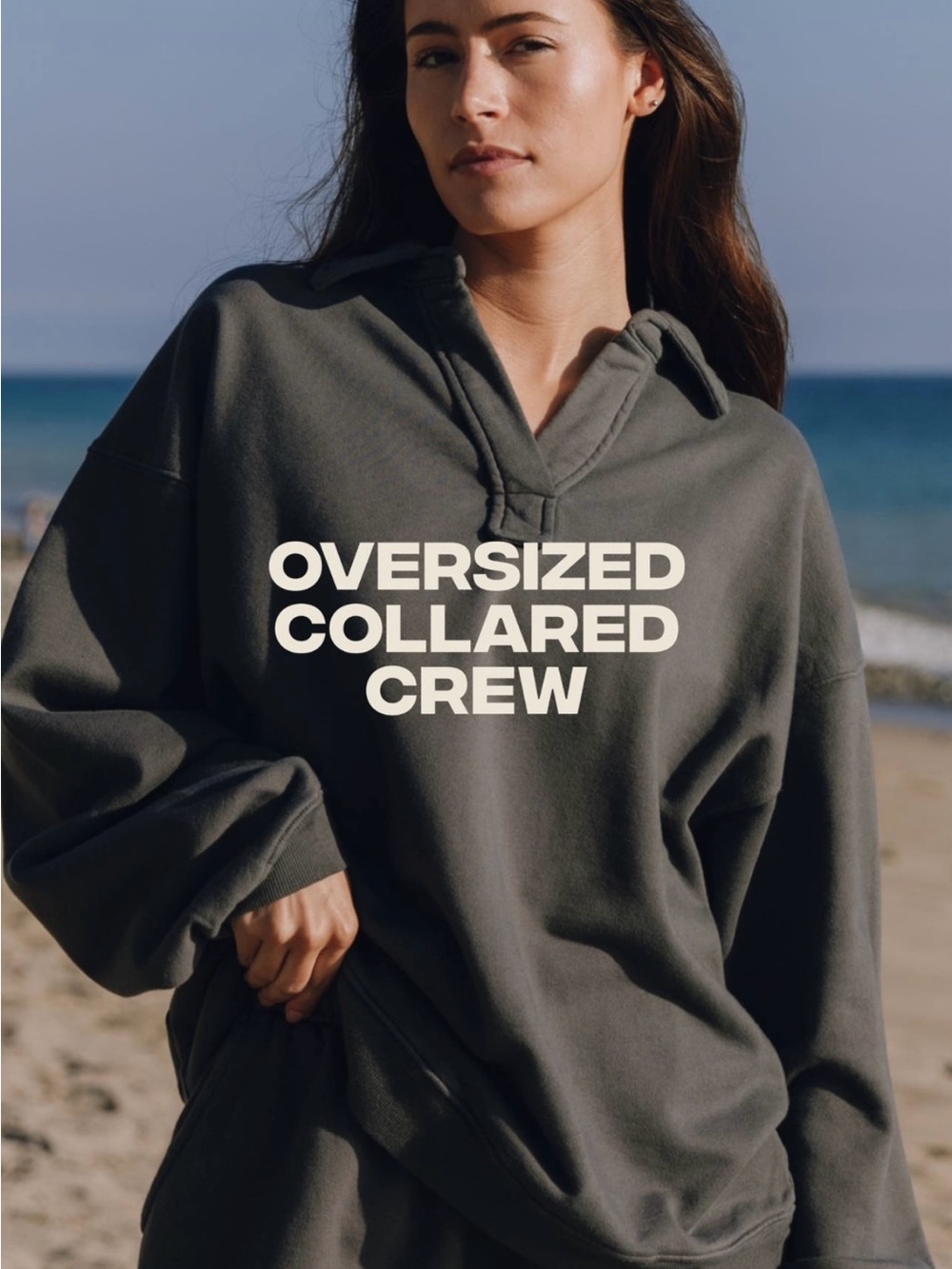 Daily Drills Oversized Collared Crew - Vintage Black